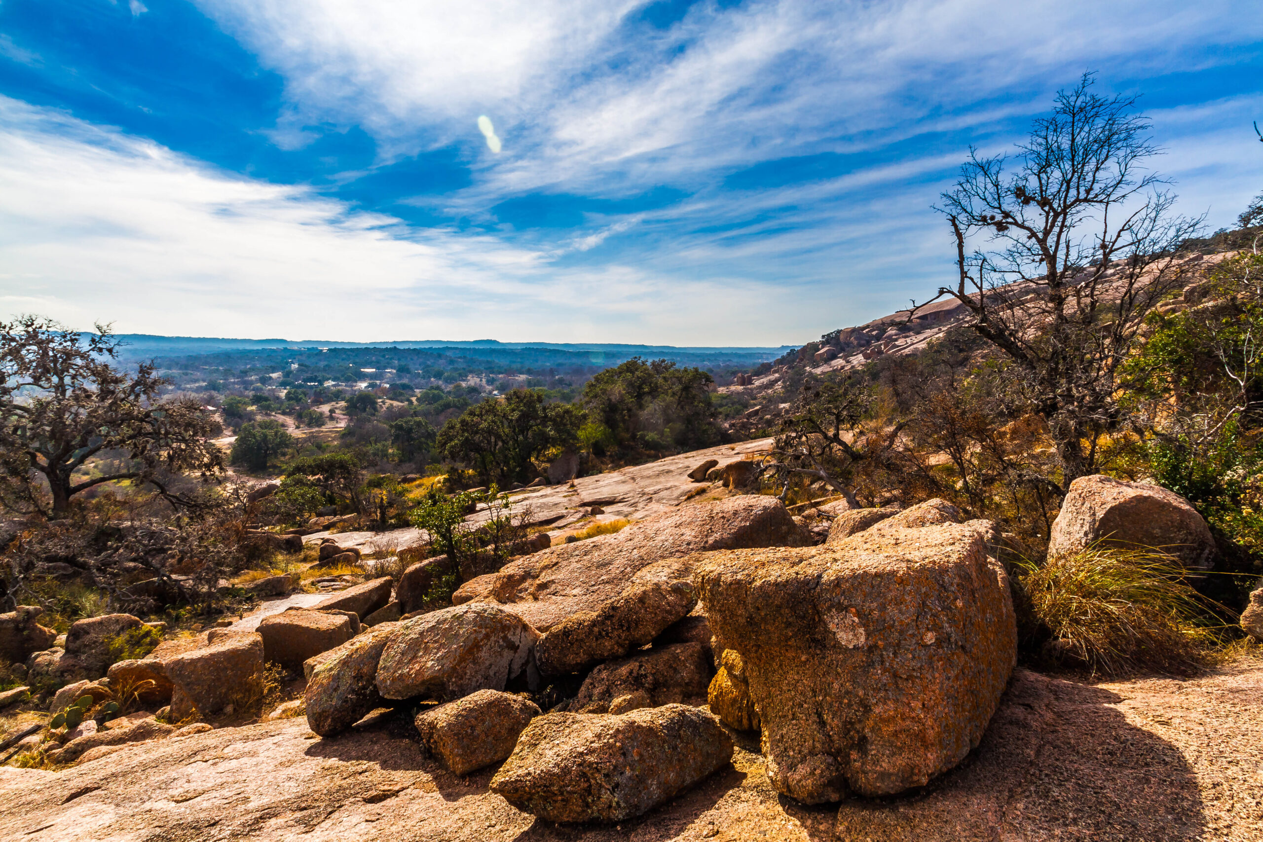 hiking at enchanted rock near Johnson City, TX